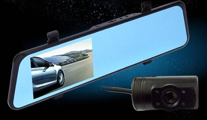 4-3inch LCD full hd 1080P dual car dvr g sensor car dvr double vehicle camera  gps auto rearview mir